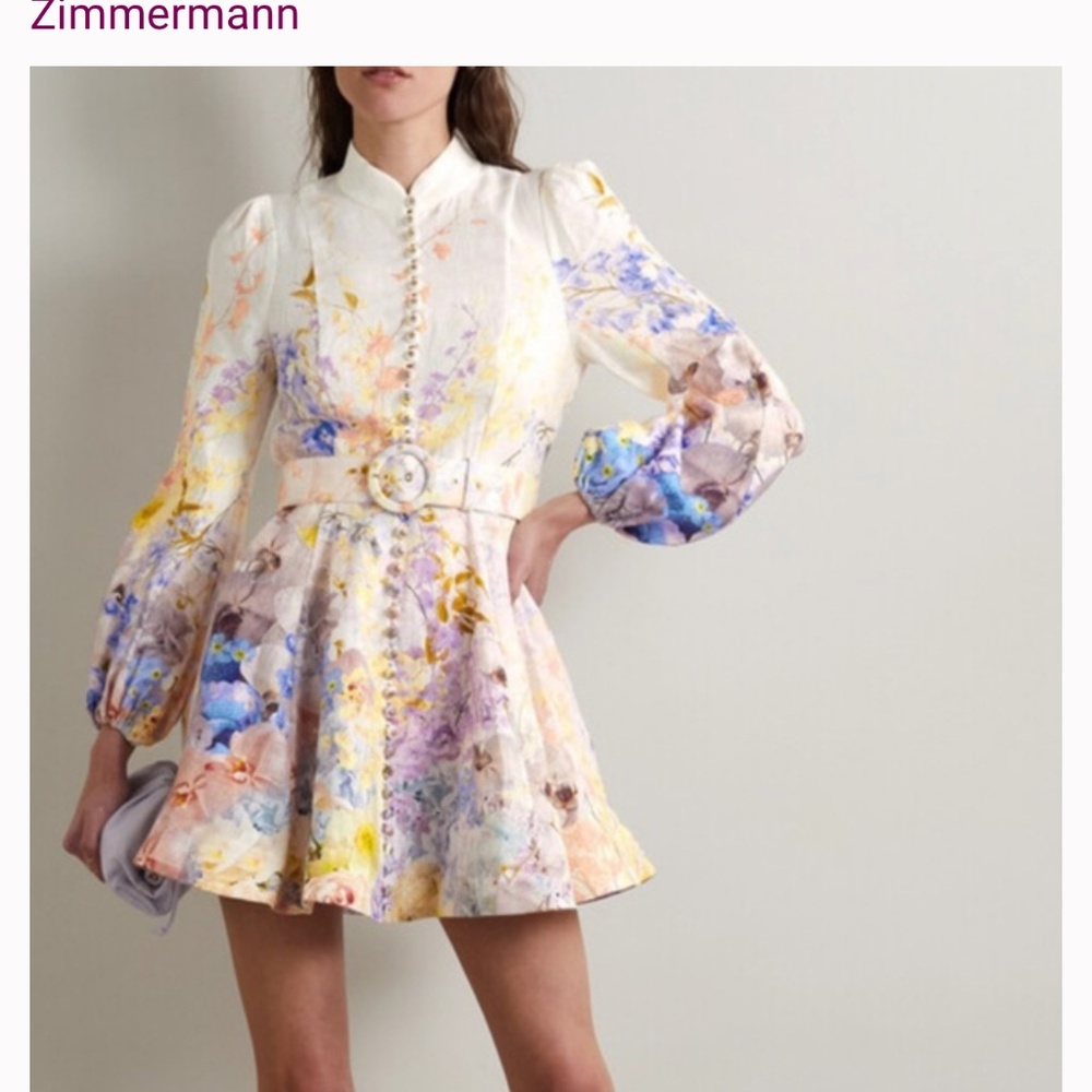 Zimmermann Rhythmic  Linen Mini Dress Size 0
